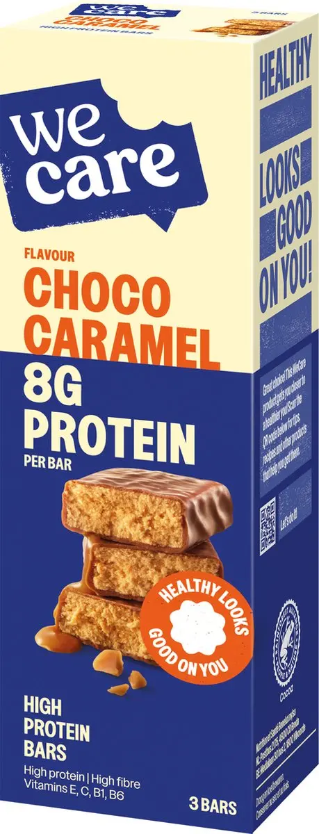 weCare High Protein Repen Chocolade Karamel - 6x81g - afbeelding 6 van 6