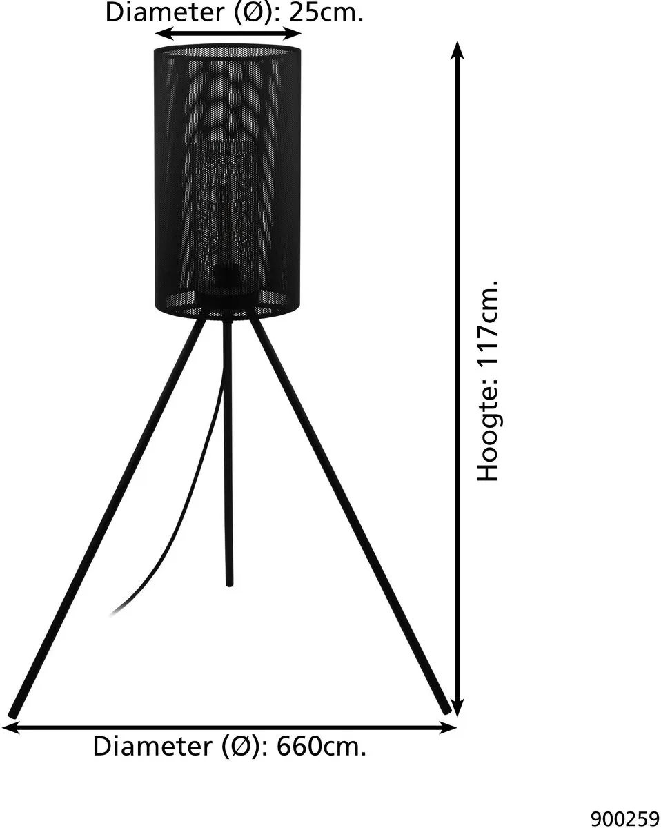 Eglo Ladunara Staande Lamp Buiten E27 - Ø57cm - Zwart