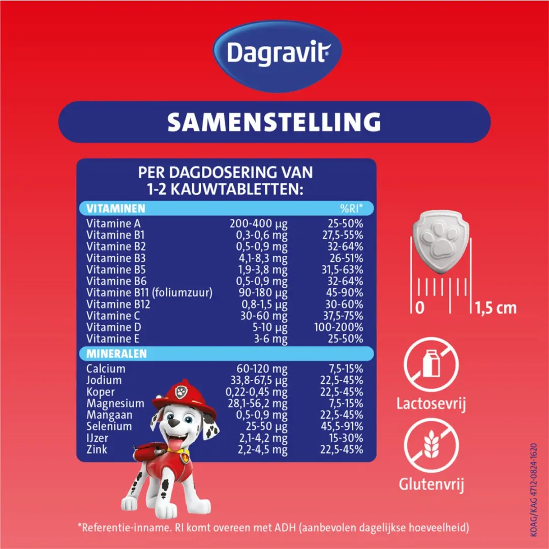 Dagravit Multivitamine Kids 3-5 Jaar Paw Patrol - 2x60 Kauwtabletten