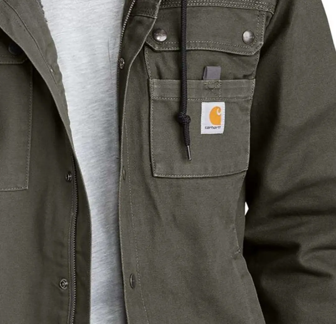Carhartt 103826 Relaxed Fit Washed Duck Utility Jacket - Mosgroen M