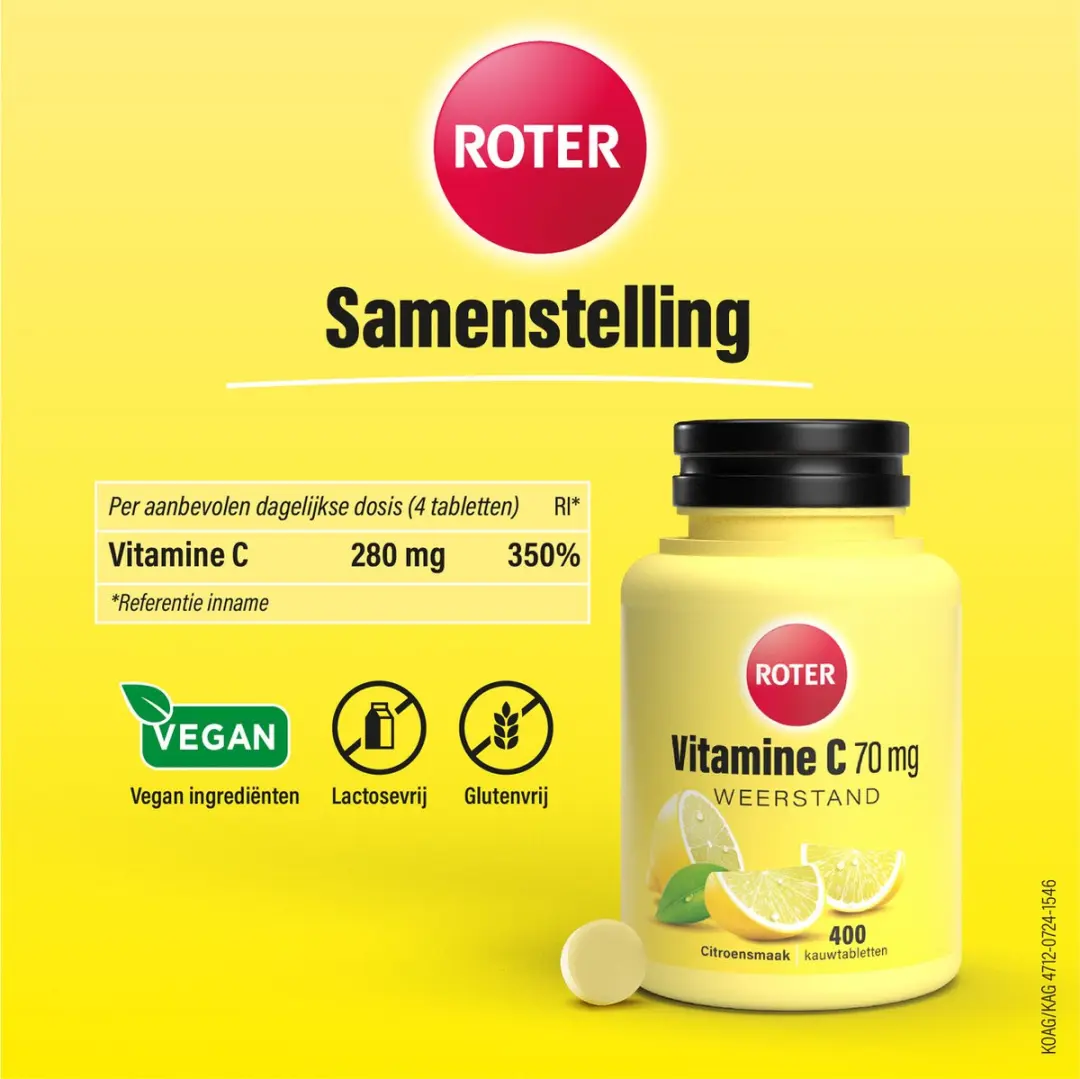 Roter Vitamine C 70mg Kauwtabletten 400 Stuks - Citroensmaak
