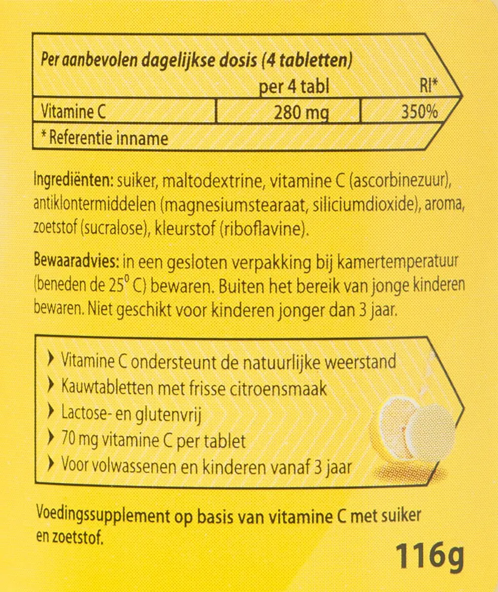 Roter Vitamine C 70mg Kauwtabletten 400 Stuks - Citroensmaak