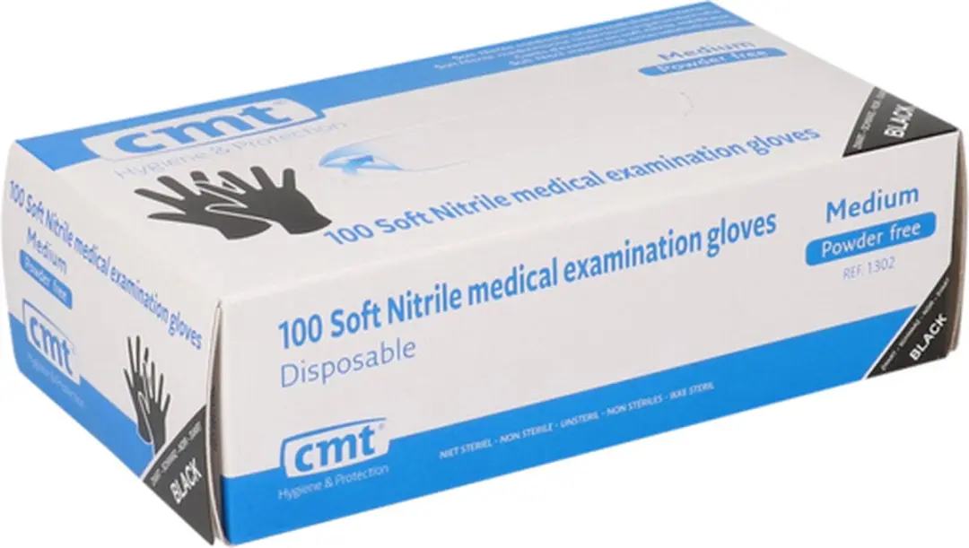 CMT Soft Nitril Handschoenen Poedervrij M - Zwart