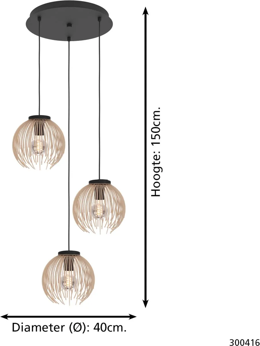 Eglo Venezuela-A Hanglamp E27 - Ø49,5cm - Zandkleur