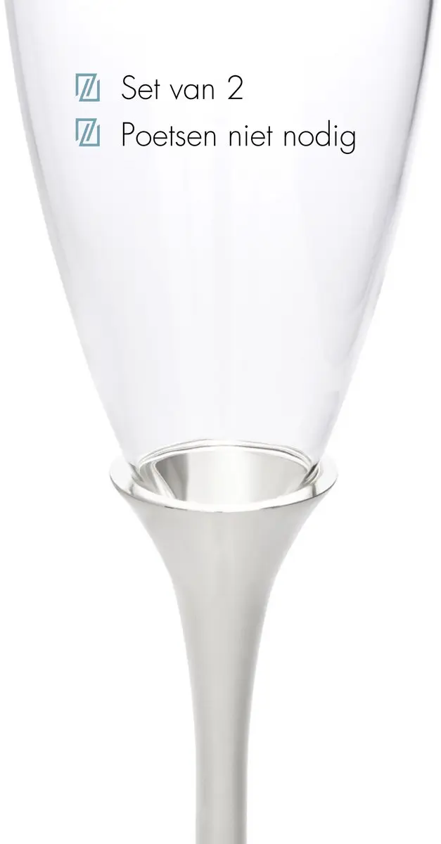 Zilverstad Champagneglazen Smooth - 2 Stuks - Zilver