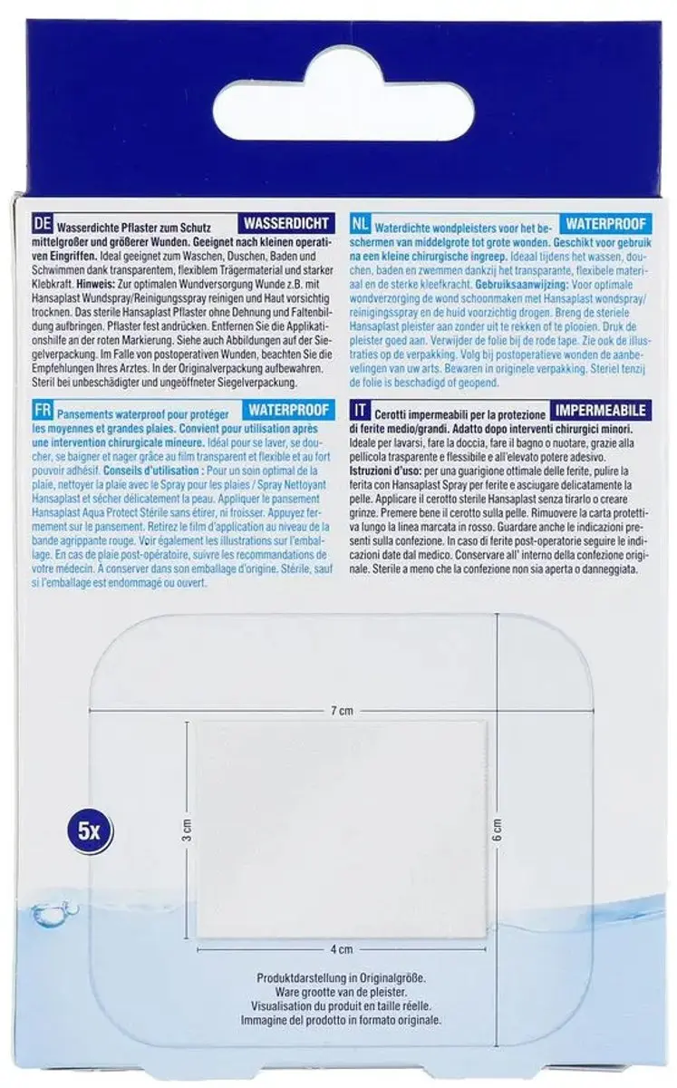 Hansaplast Aqua Protect XL Pleisters 6x7cm - 5 Stuks - afbeelding 6 van 6
