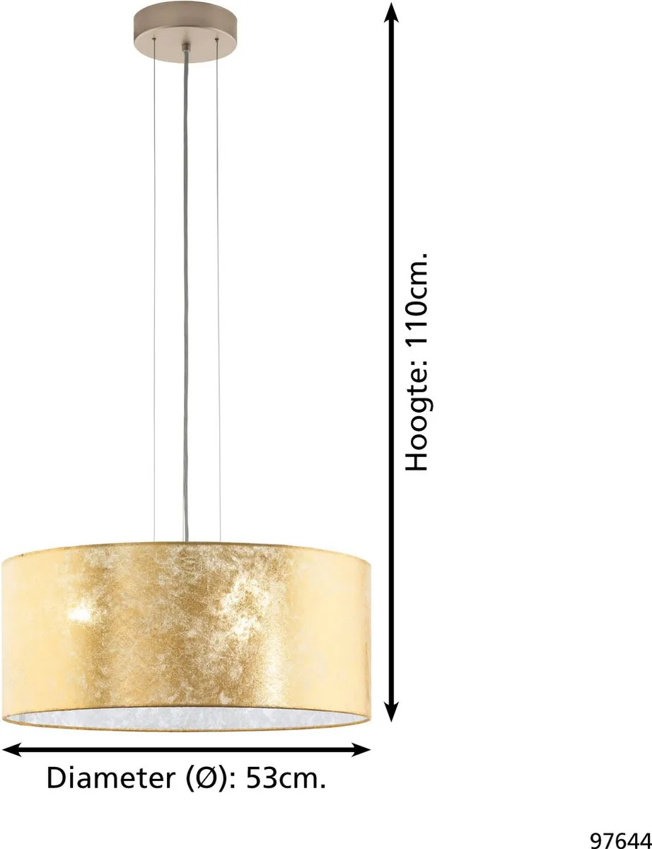 Eglo Viserbella Hanglamp Ø53cm - 3 Lichtpunten - Champagne/Goud