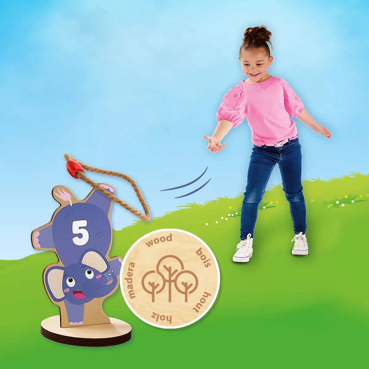 SES Creative Ringwerpen Set - 5 Dierenfiguren met 20 Touwringen