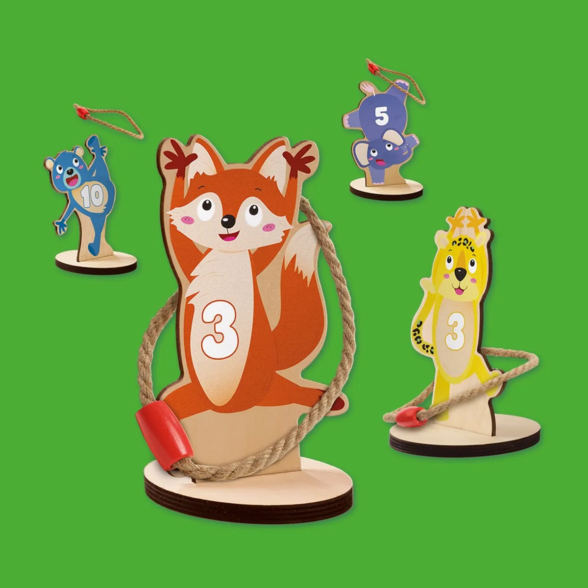 SES Creative Ringwerpen Set - 5 Dierenfiguren met 20 Touwringen - afbeelding 6 van 6