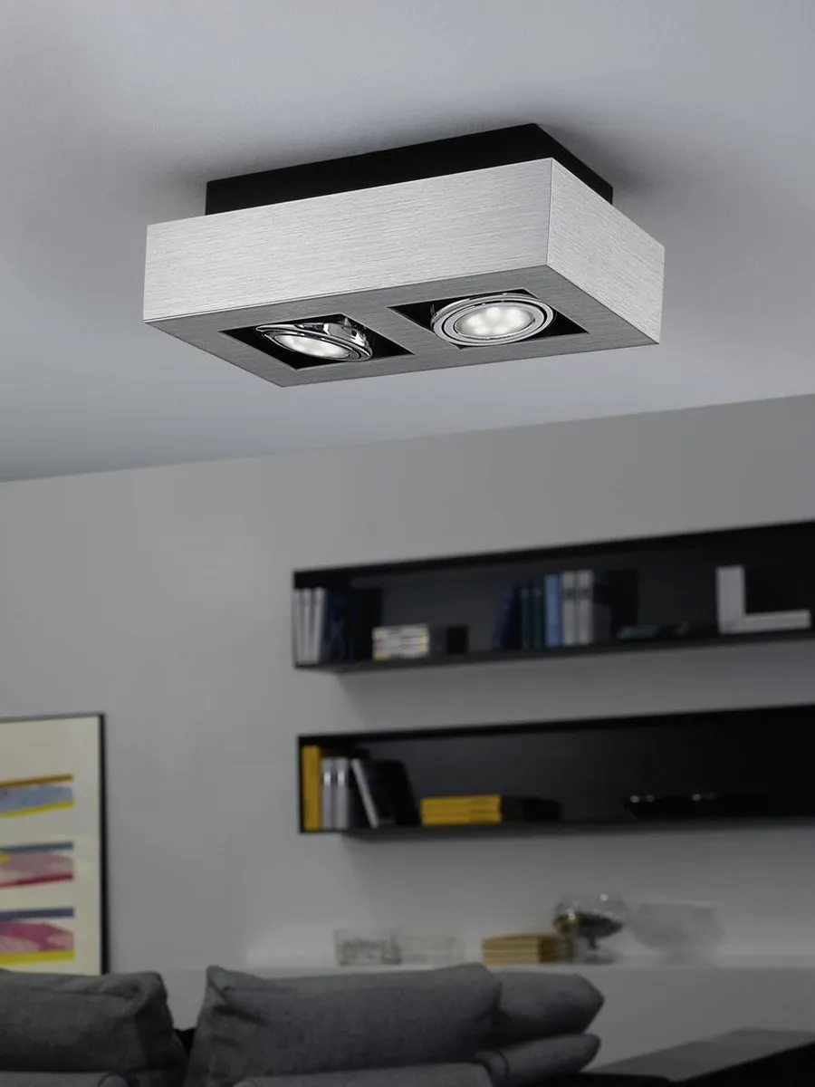 Eglo Loke 1 Opbouwlamp 2 Lichtpunten - Aluminium/Geborsteld Chroom/Zwart