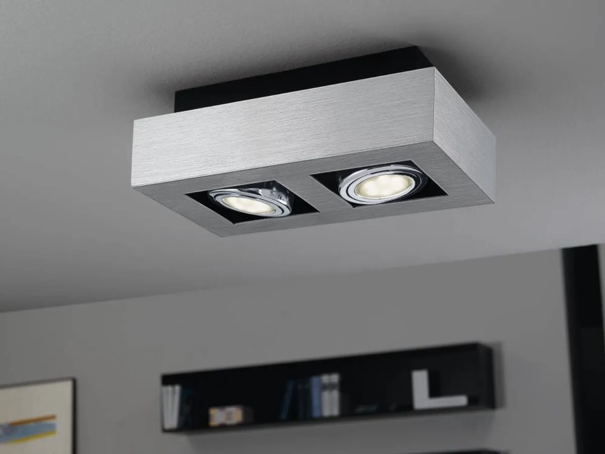 Eglo Loke 1 Opbouwlamp 2 Lichtpunten - Aluminium/Geborsteld Chroom/Zwart