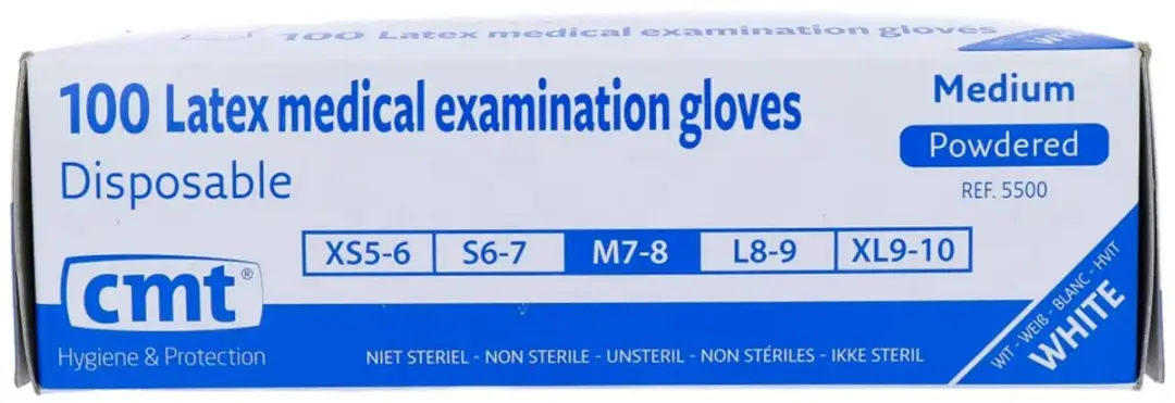 CMT Handschoen Latex M - 100 Stuks - Wit