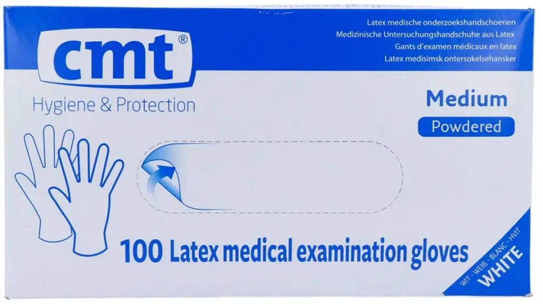 CMT Handschoen Latex M - 100 Stuks - Wit