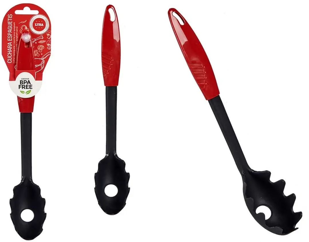 Lyra Spaghetti Opscheplepel - 30cm - Zwart/Rood