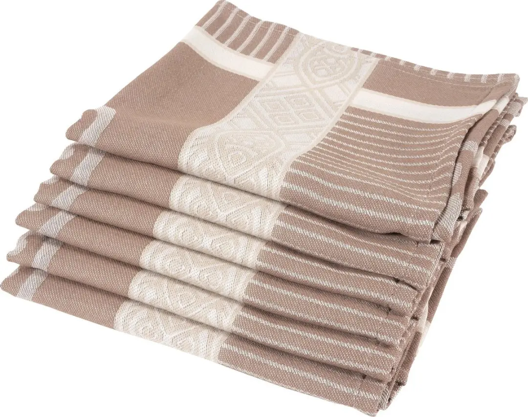 Twentse Damast Theedoeken Set 6 Stuks 60x65cm Beige