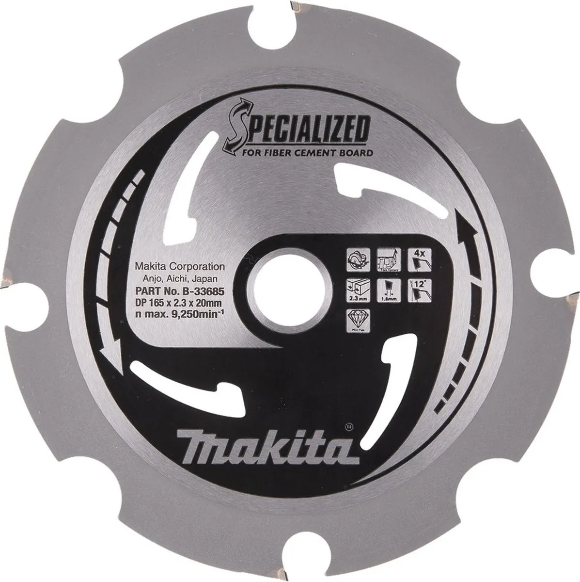 Makita B-33685 Cirkelzaagblad Vezelcement 165mm - 4 Tanden