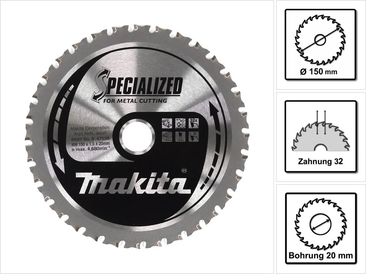 Makita B-47151 Cirkelzaagblad Metaal 150mm 32T