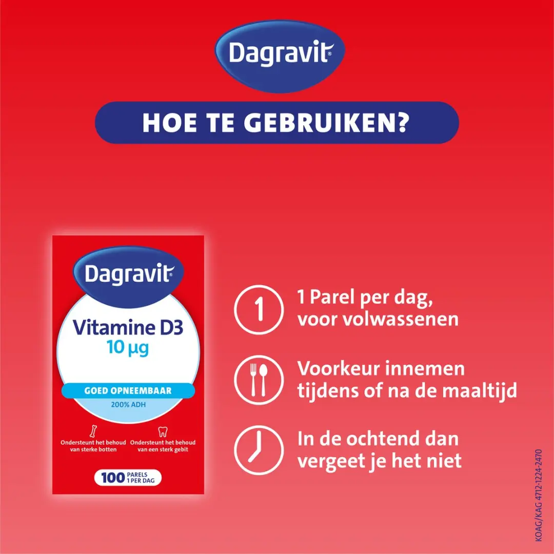 Dagravit Vitamine D 10µg Parels - 100 Stuks