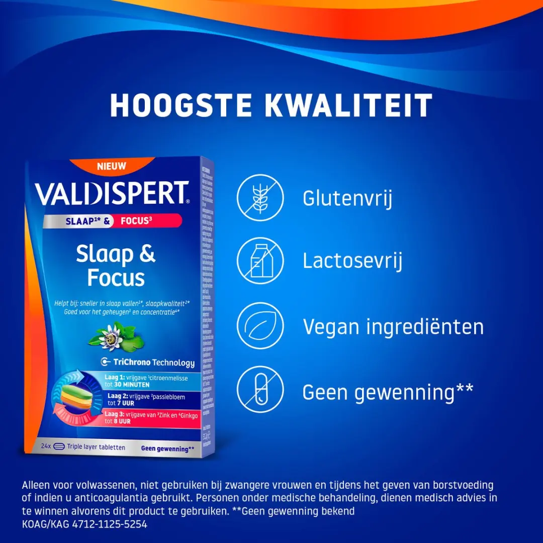 Valdispert Slaap & Focus Triple Layer Tabletten 24 Stuks