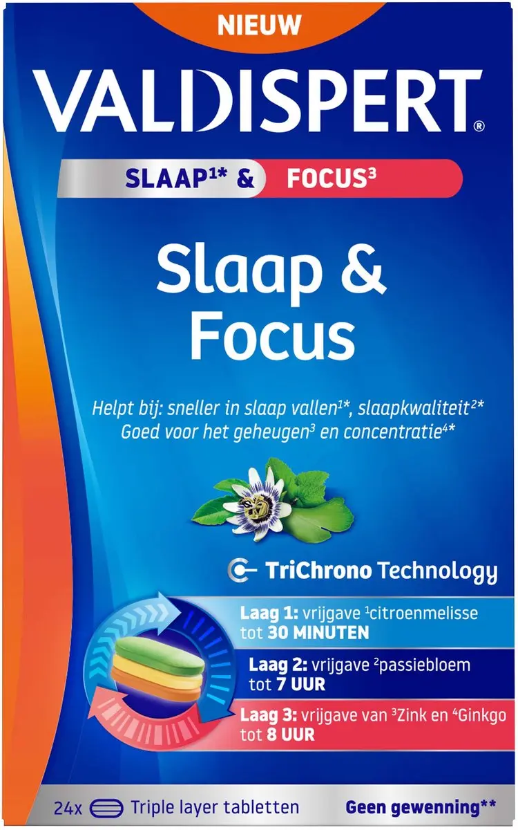 Valdispert Slaap & Focus Triple Layer Tabletten 24 Stuks