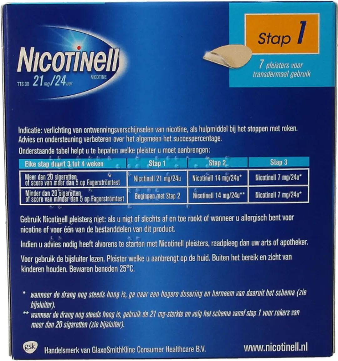 Nicotinell Nicotinepleisters 21mg - 2x7 Stuks