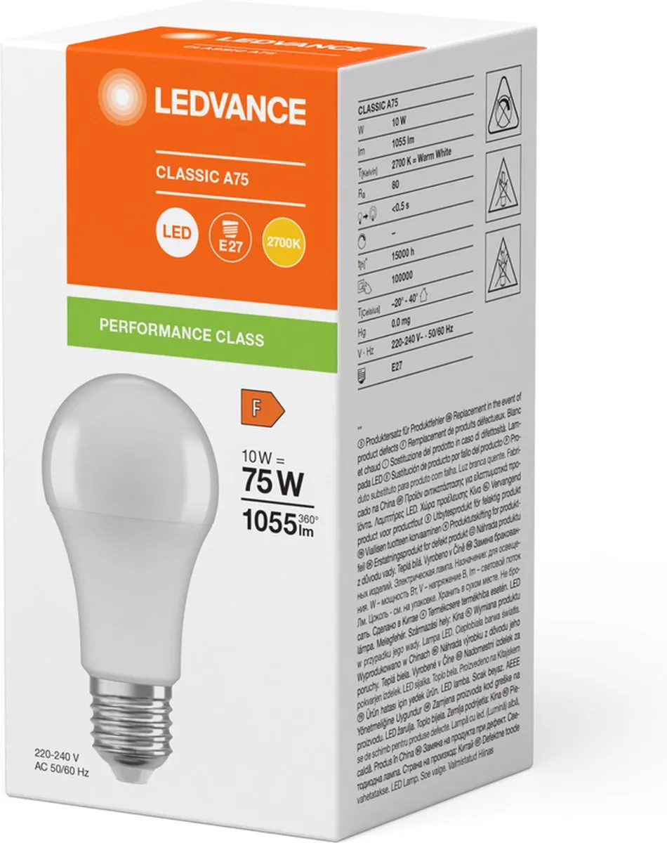 LEDVANCE Classic LED E27 Peer Mat 10W - 1055lm Warm Wit - afbeelding 5 van 6