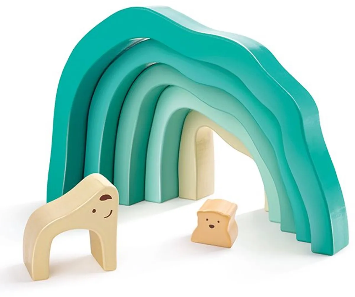 Hape Arctic IJsbeer Stapelblokken E0490A - Veelkleurig