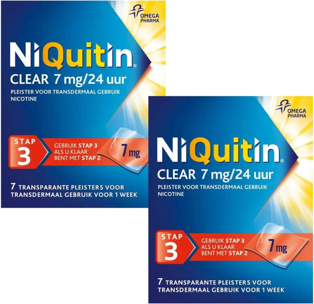 NiQuitin Clear Nicotinepleisters 7mg Stap 3 - 2x7 Stuks