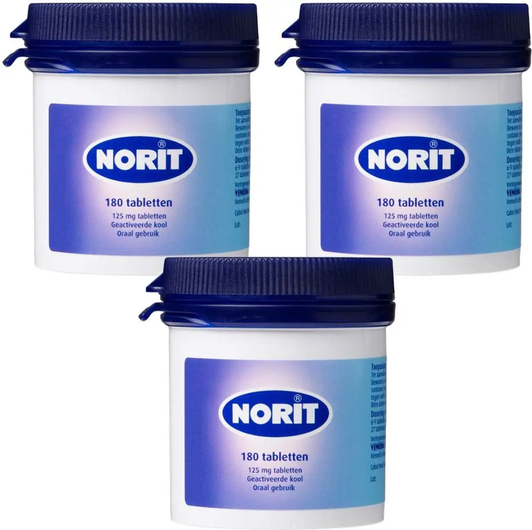 Norit Diarreeremmer 125mg - 3x180 Tabletten