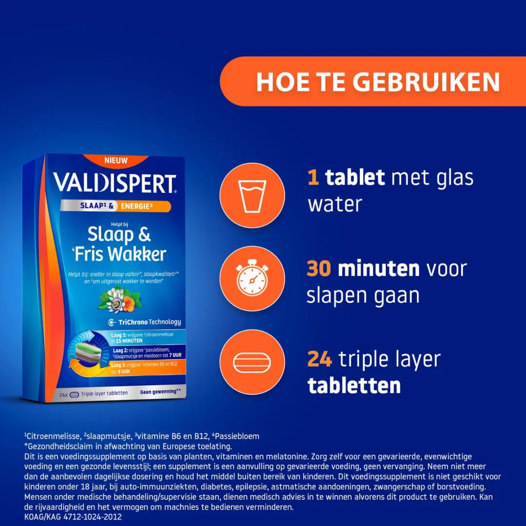 Valdispert Slaap & Fris Wakker 24 Tabletten - 44g