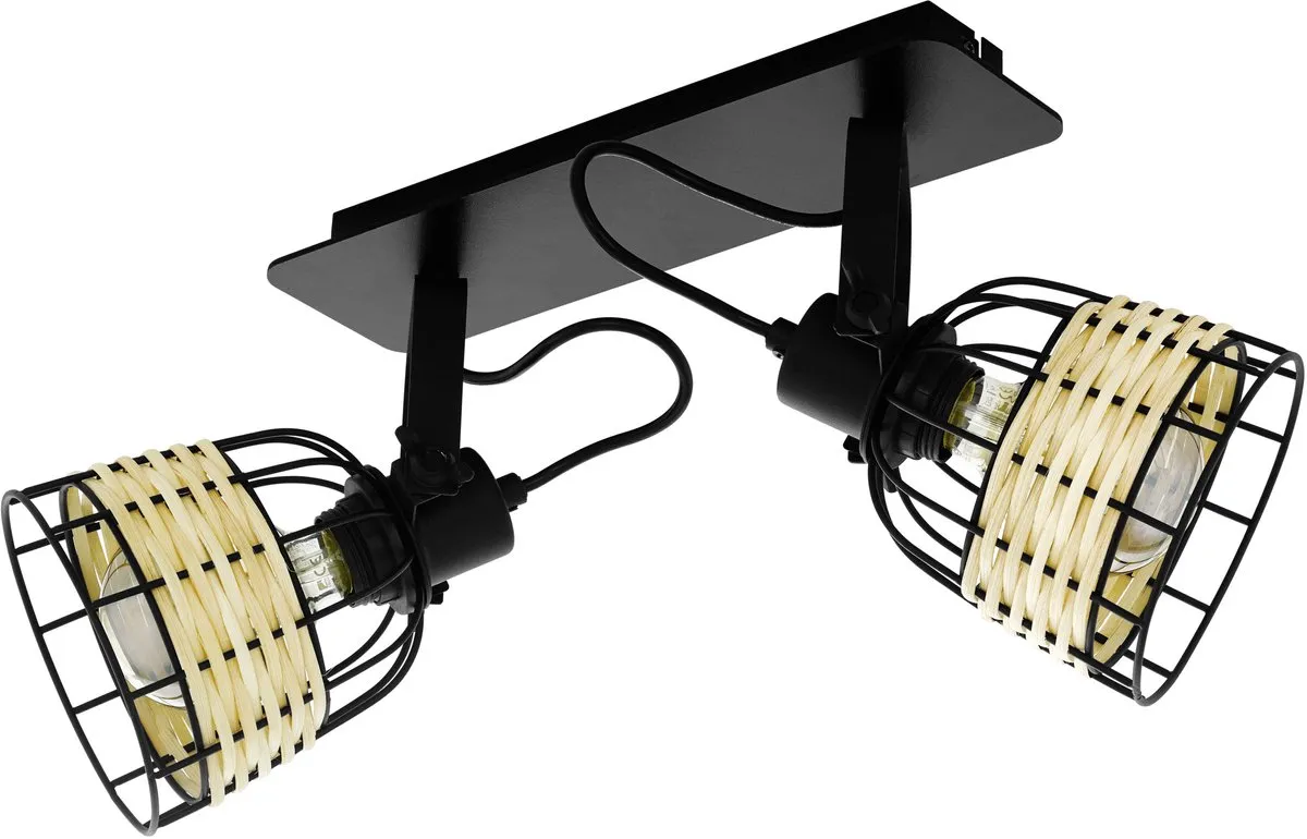 Eglo Anwick 1 Spot E27 - 48cm - Zwart/Rotan