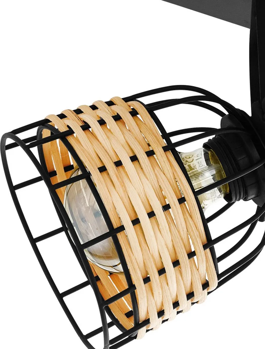 Eglo Anwick 1 Spot E27 - 48cm - Zwart/Rotan