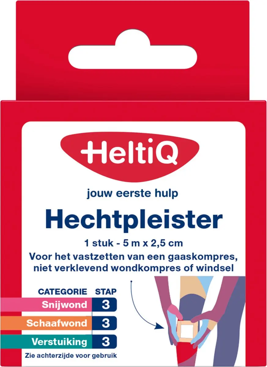HeltiQ Hechtpleister 2,5cm x 5m - Rood
