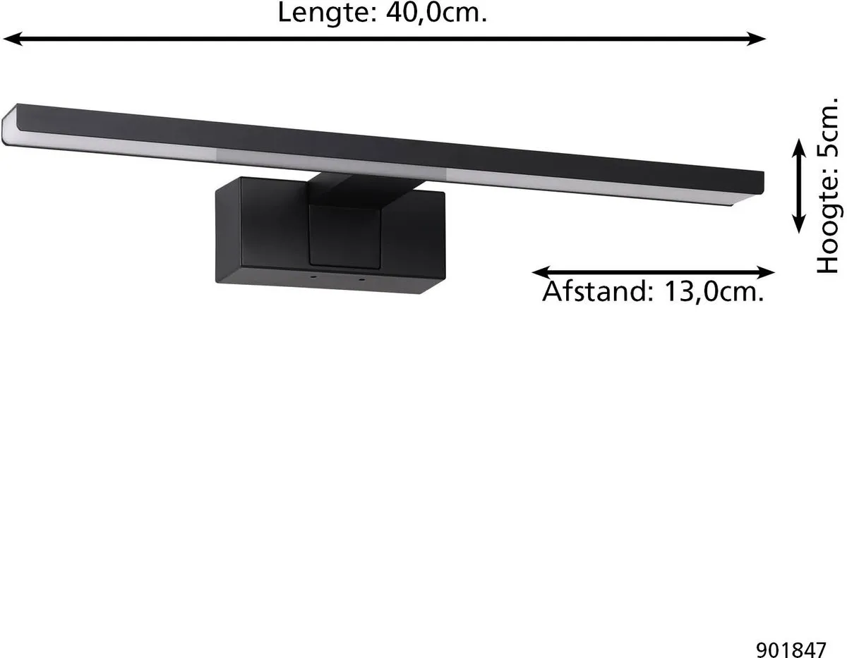Eglo Conettilla Spiegellamp LED 10W - Zwart/Wit - Instelbaar wit licht