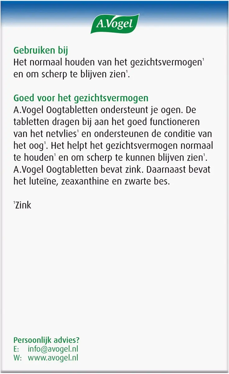 A.Vogel Oogtabletten 60 Stuks