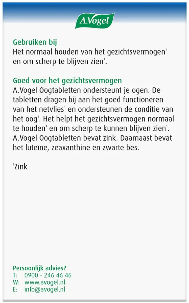 A.Vogel Oogtabletten 60 Stuks