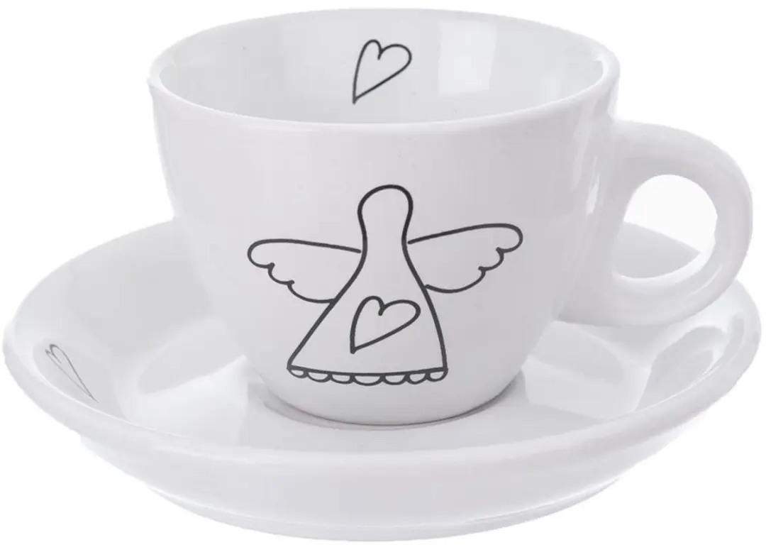 Orion Keramische Espresso Kopjes 90ml - Set van 2 - Wit