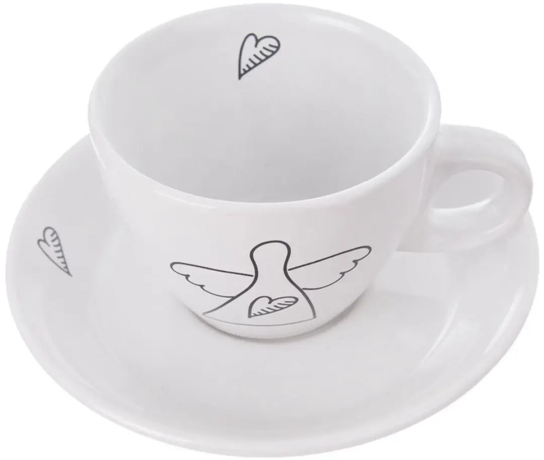 Orion Keramische Espresso Kopjes 90ml - Set van 2 - Wit