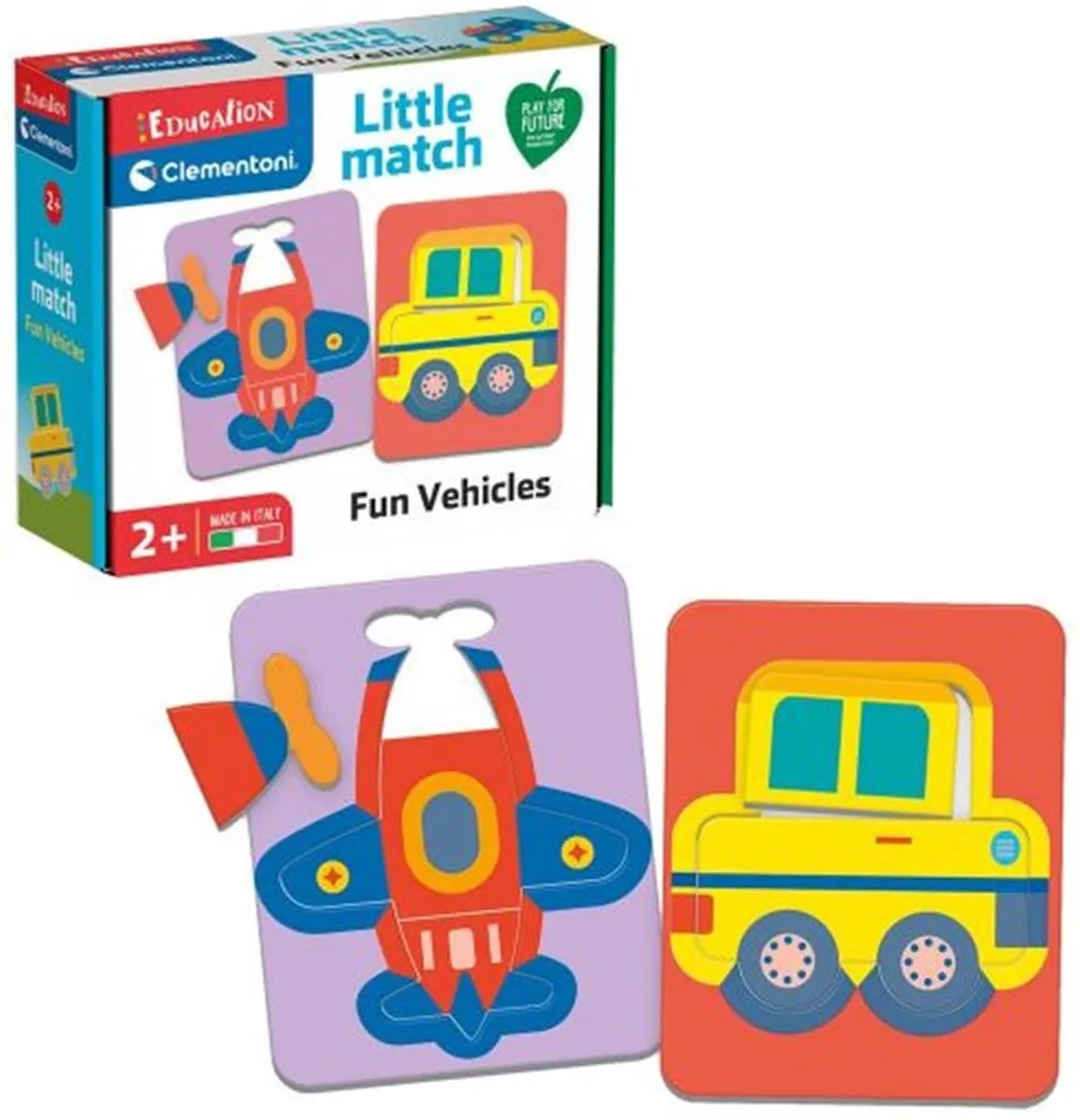 Clementoni Little Match Fun Vehicles 16718 - 6 Puzzels - 3 Stuks