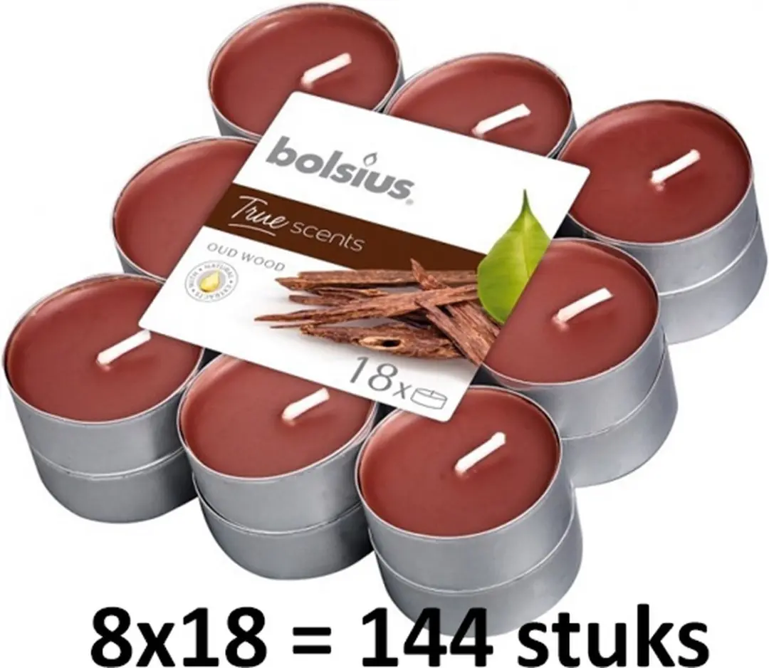 Bolsius True Scents Oud Hout Geurtheelichtjes 144 Stuks
