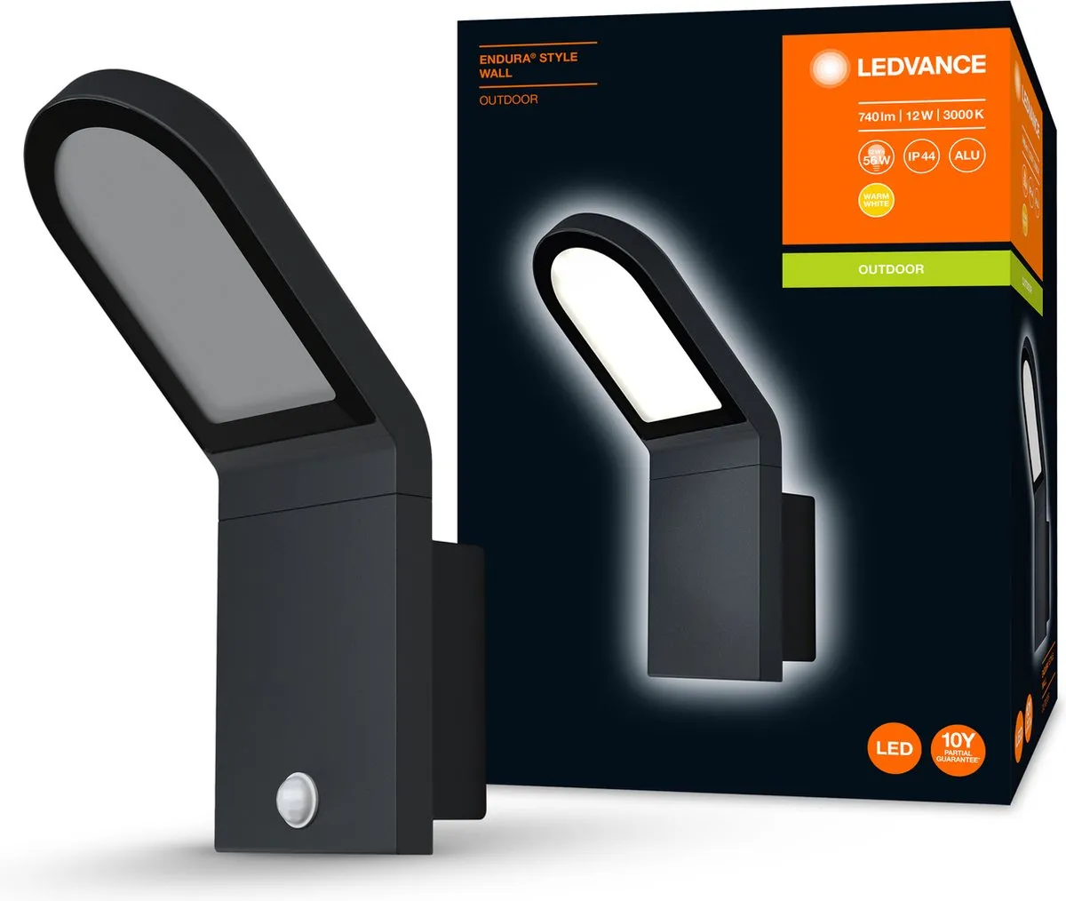 LEDVANCE Endura Style Wall Wand- en Plafondarmatuur 11,5W - Warmwit 3000K - Donkergrijs