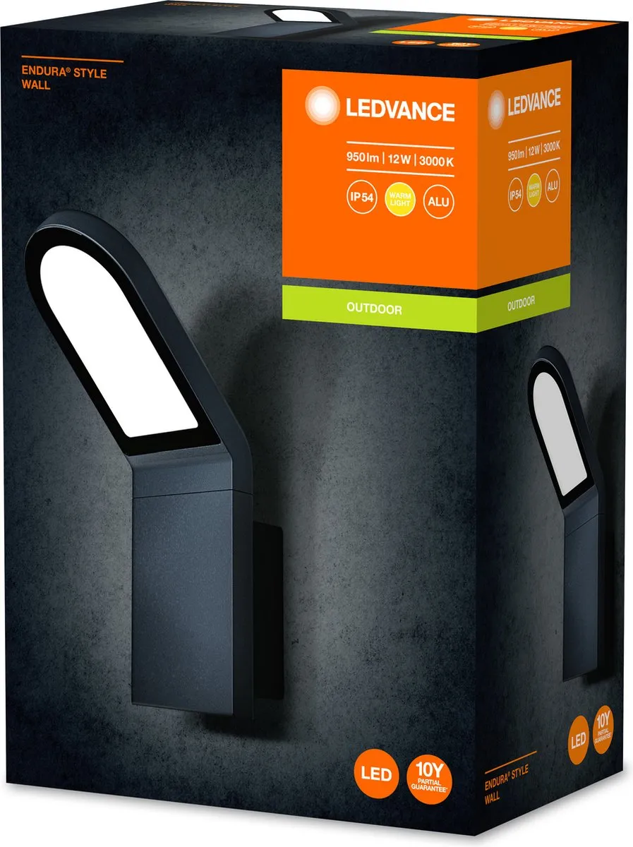 LEDVANCE Endura Style Wall Wand- en Plafondarmatuur 11,5W - Warmwit 3000K - Donkergrijs