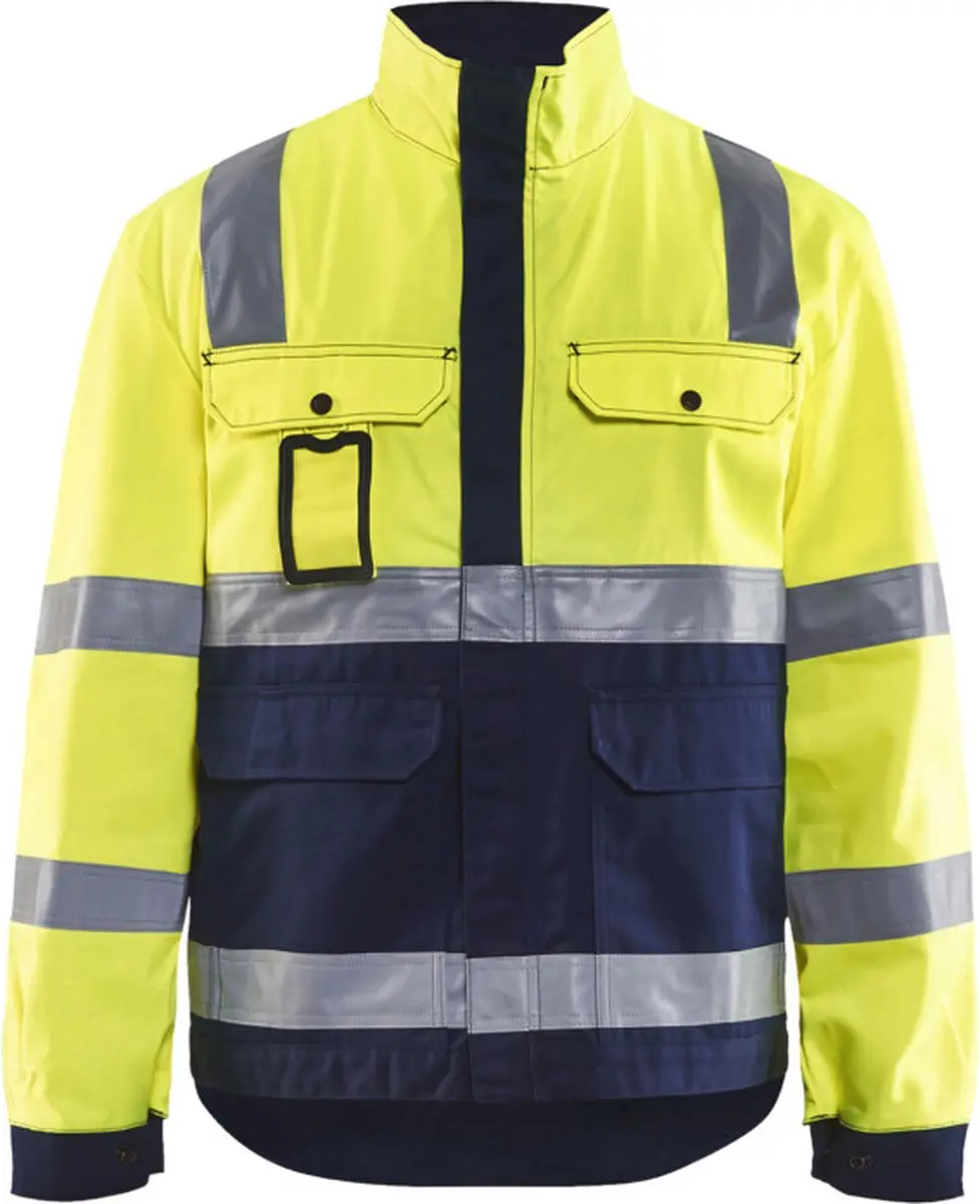 Blåkläder 4023-1804 Jack Ongevoerd High Vis Geel/Marineblauw - S