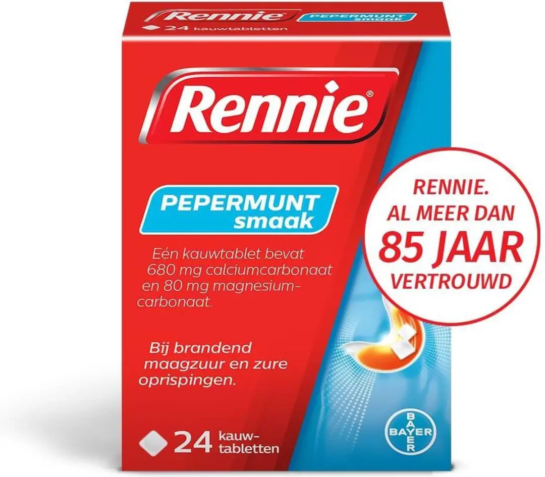 Rennie Pepermunt Kauwtabletten 24 Stuks
