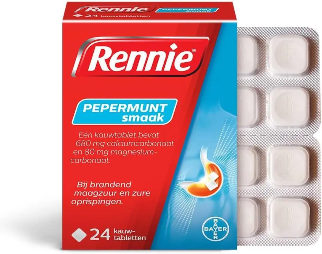 Rennie Pepermunt Kauwtabletten 24 Stuks