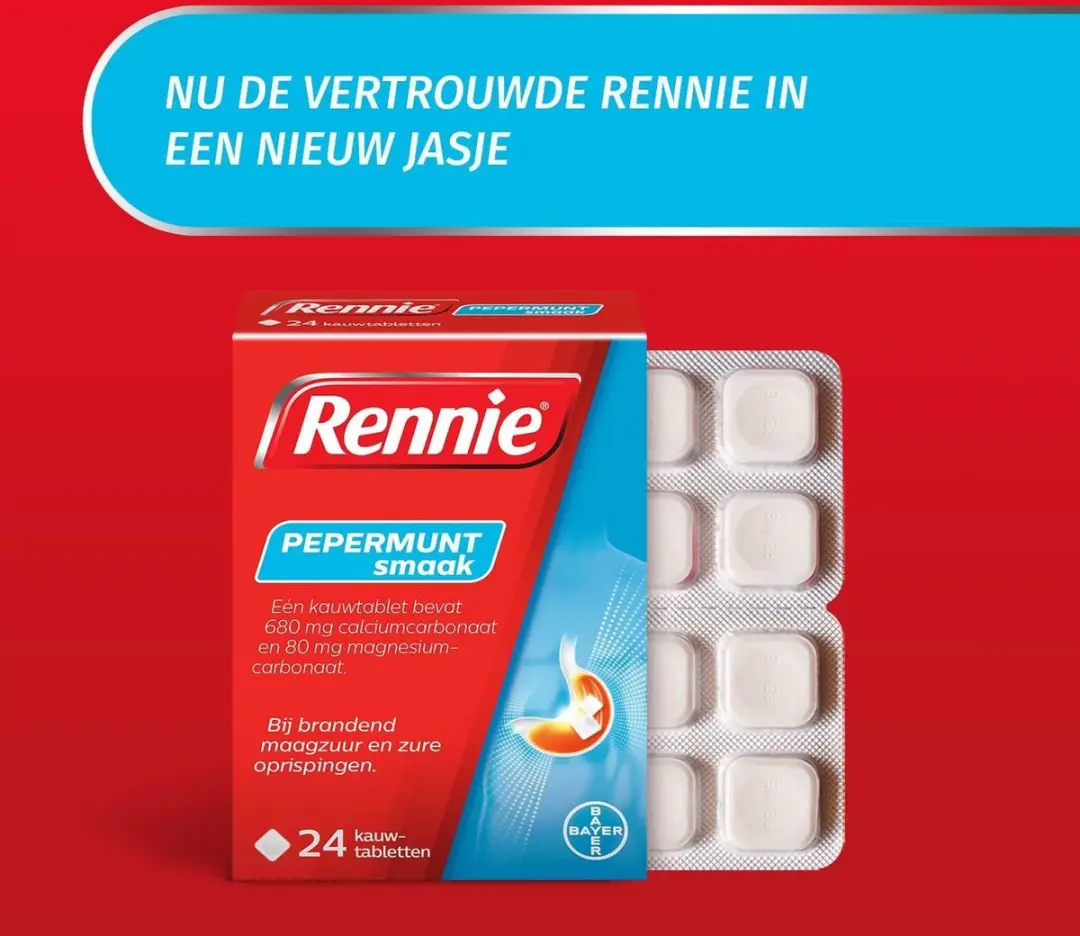 Rennie Pepermunt Kauwtabletten 24 Stuks