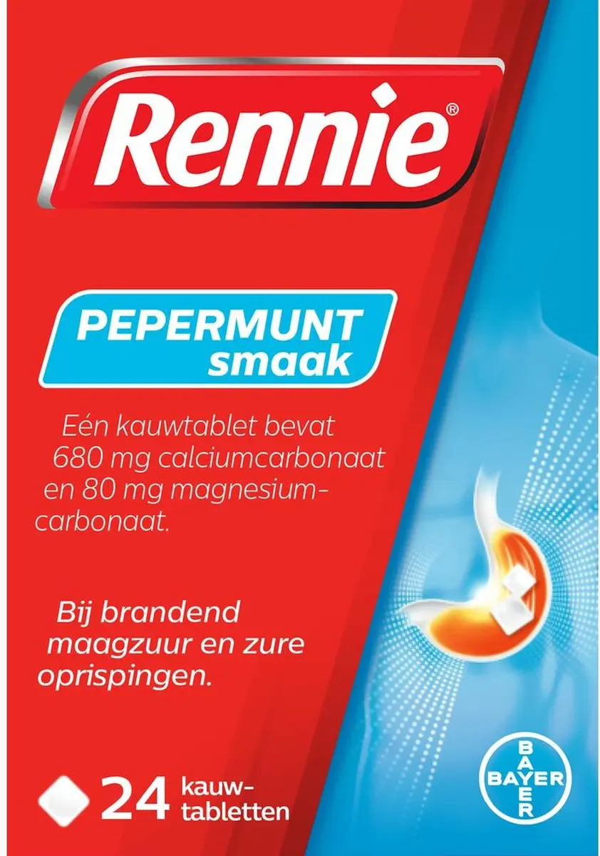 Rennie Pepermunt Kauwtabletten 24 Stuks