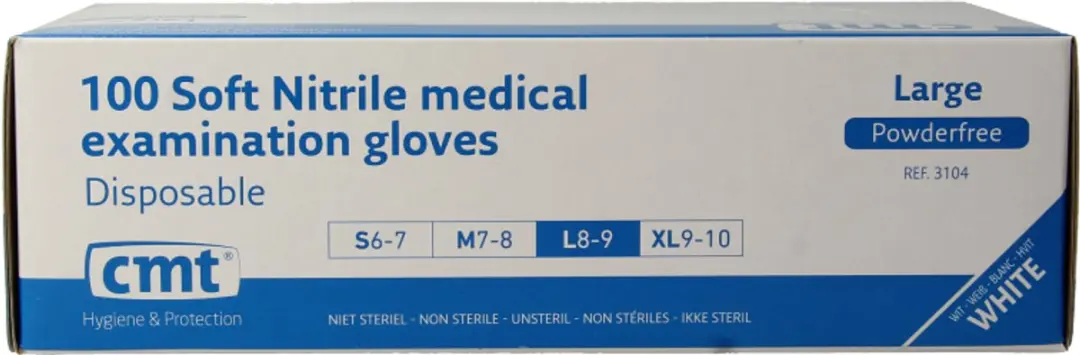 CMT Nitril Handschoenen Wit L - 100 Stuks