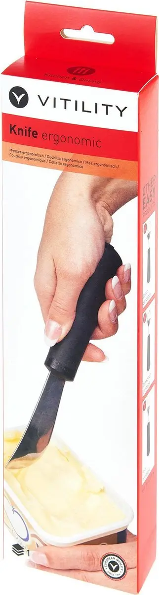 Vitility 70210060 Ergonomisch Mes - Zilver/Zwart
