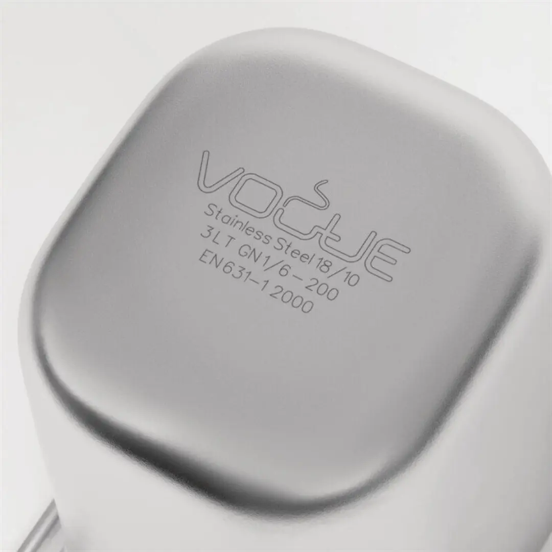 Vogue DW452 GN 1/6 Roestvrijstalen Schaal 200mm - Grijs